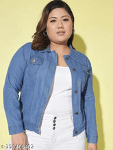 Denim jacket for women, solid-color long sleeves, sizes XS to 6XL for versatile styling and comfort