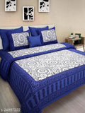 Cotton Jaipuri double bed sheets combo pack (140 thread count, queen size), four pillow covers included, Indian origin