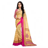 Pink Georgette printed saree with unstitched blouse (5.5mtr), women's ethnic wear on mannequin