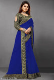 Vibrant Self Design Dyed Georgette Art Silk Saree with separate jacquard running blouse, Indian origin