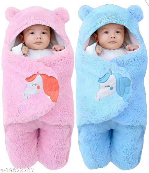 Soft microfiber newborn sleeping bag set for boys & girls, India-made, free size (27in x 31in)