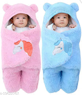 Microfiber newborn sleeping bag set, supersoft & hooded for baby boys and girls, India-made, free size (27in x 31in)