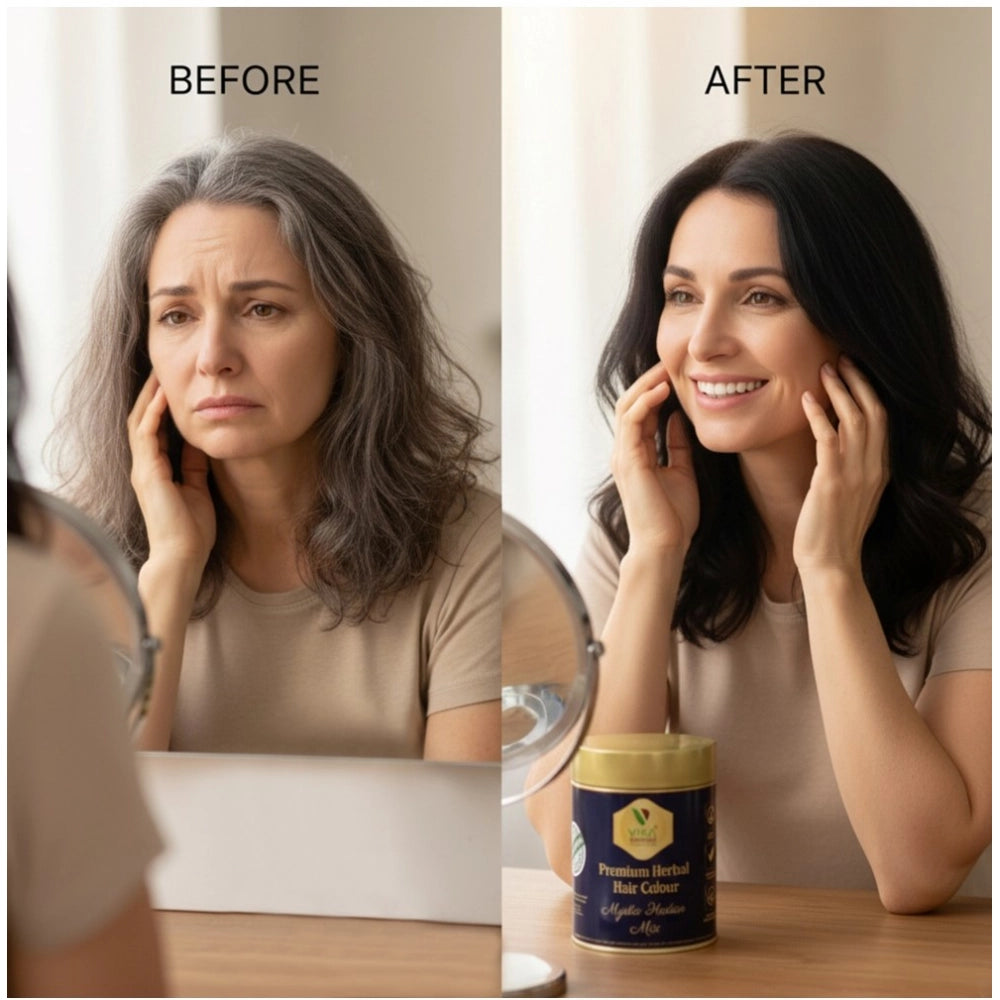 Organic Indigo Mix Henna Powder for Hair - Strengthens roots, reduces fall, promotes healthy scalp. 25g x 8 packs of natural black hair dye from Vixa Naturals