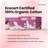 Organic cotton maternity pads for postnatal bleeding, max absorbency, safe for sensitive skin, comfortable, soft wings protect against chafing