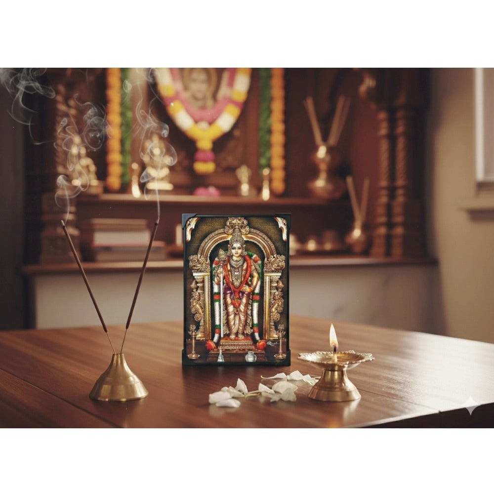 Multicolor wooden Sri Subramaniyan Swamy Murugan table top devotional player with audio function