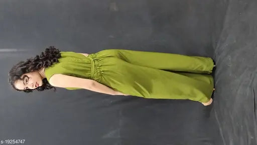 Sleeveless crepe jumpsuit for women, solid net pattern, XL size, Indian-made fashion