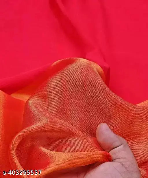 Golden Zari Border Chiffon Saree for Women, free size, Solid pattern, Indian traditional wear on model