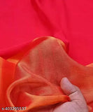 Golden Zari Border Chiffon Saree for Women, free size, Solid pattern, Indian traditional wear on model