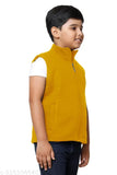 IndiWeaves boys solid wool fleece sleeveless winter jacket - warm and stylish fleece jacket for winters, sizes 6-16 years