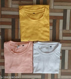 Plain cotton T-shirts for men (Pack of 3), solid-color short sleeves in S, M, L, XL, XXL sizes, Indian made