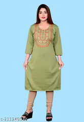 Red woolen embroidered kurti, three-quarter sleeves, Indian handcrafted design