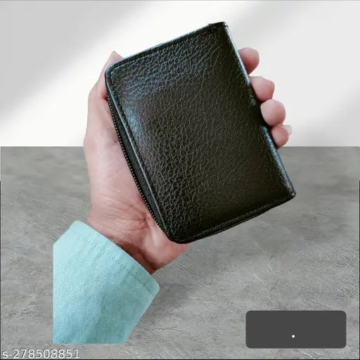 Textured PU black card coin money holder with 2 compartments, suitable for storing cards, coins, and bills