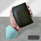 Textured PU black card coin money holder with 2 compartments, suitable for storing cards, coins, and bills