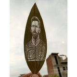 Custom Engraved Leaf Art - Natural Leaf with Football Player Portrait, Perfect for sports enthusiasts, athletic memorabilia