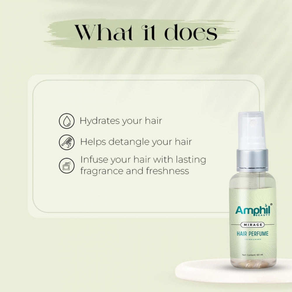 Transparent water-based unisex perfume, alcohol free, paraben free - Amphil Beauty Mirage with energizing bergamot & lemon scent