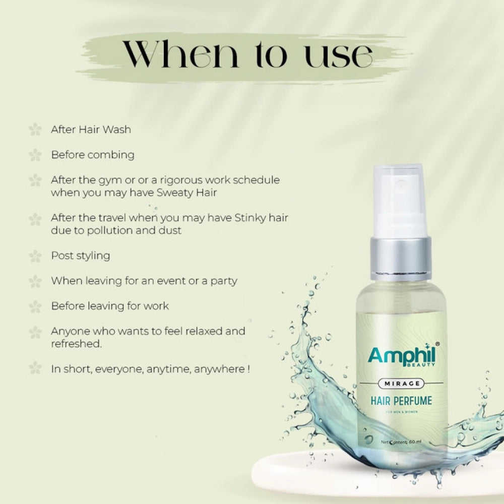 Transparent water-based, paraben-free unisex hair perfume (60ml), bergamot and lemon fragrance for everyday or special occasions