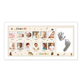 Multicolor acrylic handprint baby photo frame, dedicated slot for footprints, keepsake collage for 1-12 month photos