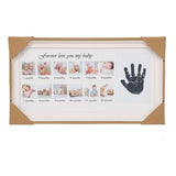 Multicolor acrylic birthday frame for baby handprints & footprints, milestone keepsake for photo display