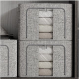 Multicolor polypropylene clothes & bedding storage box with clear viewing window, ideal for organizing various wardrobe items, promoting easy identification and dust protection