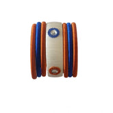 Women's Plastic Silk Thread Bangles (White-Brown-Blue, Size: 2.8)