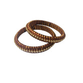 Women's Plastic Silk Thread Bangles (Gold-Dark Brown, Size: 2.6)