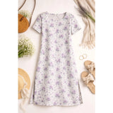 Women's Linen Printed Kurti (Lavender)