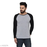 Stylish cotton solid men's long-sleeve T-shirt, rich color and comfortable fit, size S - India origin