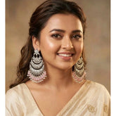 Multicolor zinc alloy gold-plated chandbali earrings for women - avoid water and harsh chemicals