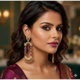 Multicolor zinc alloy gold-plated chandbali earrings, fashion accessory for women, avoid water and harsh chemicals