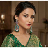 Women's Zinc Alloy Gold Plated Chandbali Earrings (Multicolor)