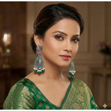 Multi-colored zinc alloy gold-plated chandbali earrings for women - avoid water and harsh chemicals
