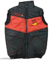 Sleeveless nylon padded bomber jacket, colorblocked for kids and young teens, windproof and water resistant