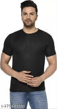 New trendy polyester round neck men's t-shirt, solid color in multiple sizes (S-XXL), Indian made