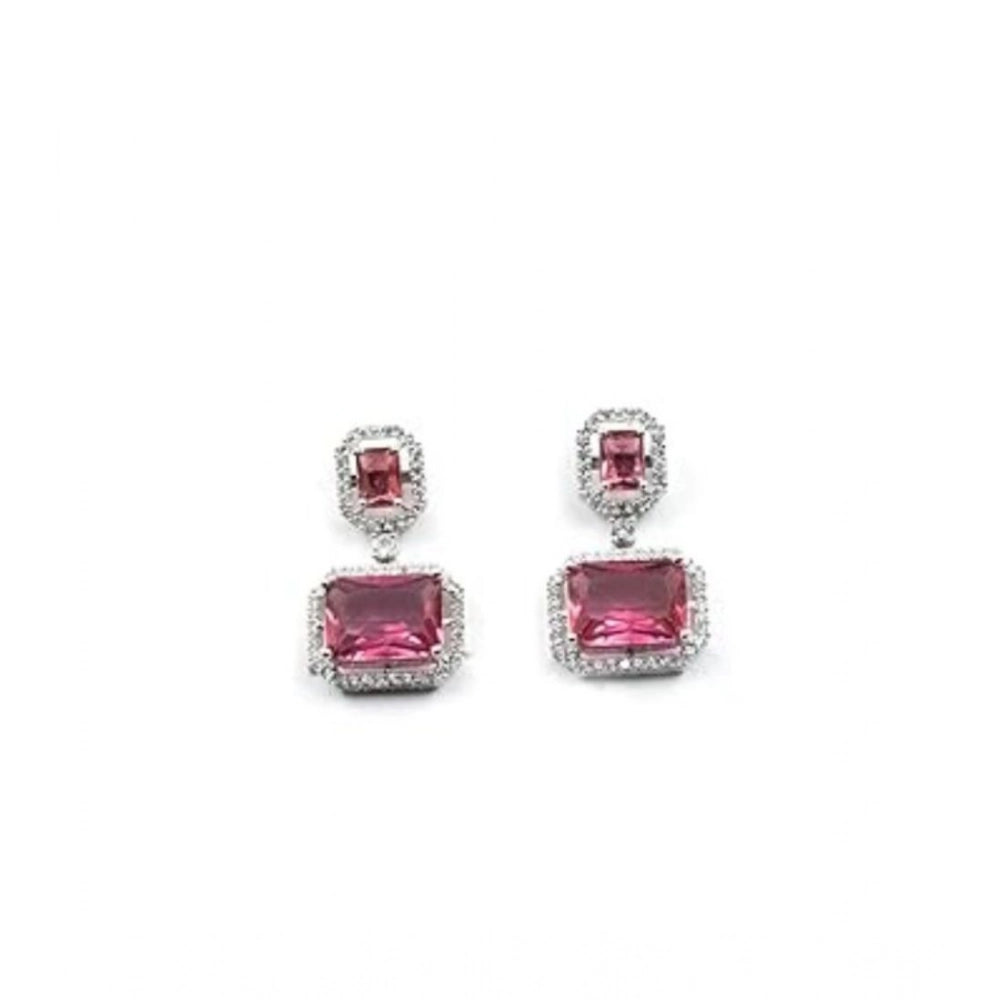 Women's red brass silver plated drop earrings, keep dry for lasting shine