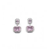 Women's Brass Silver Plated Drop Earrings (Pink)