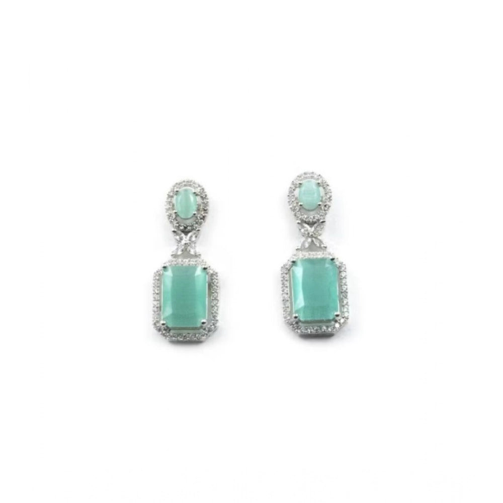 Women's brass silver-plated turquoise drop earrings, keep dry for long-lasting wear