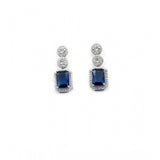 Blue brass silver-plated drop earrings for women, keep dry and protected storage