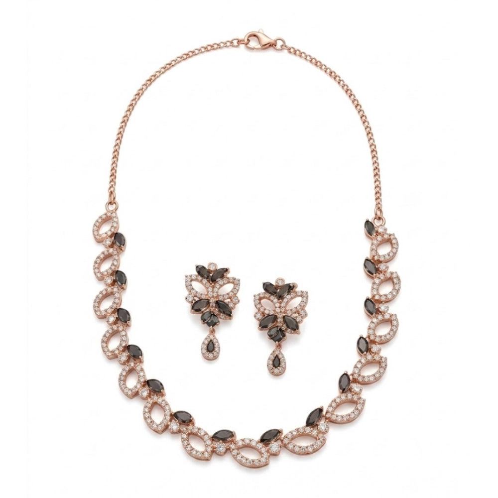 Silver-plated brass necklace set for women, sparkling and elegant accessory on display