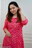 Rayon slub printed net kurta set with pants, three-quarter sleeves, pink color, perfect for formal occasions, India origin
