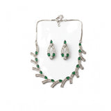 Green brass silver plated necklace set for women