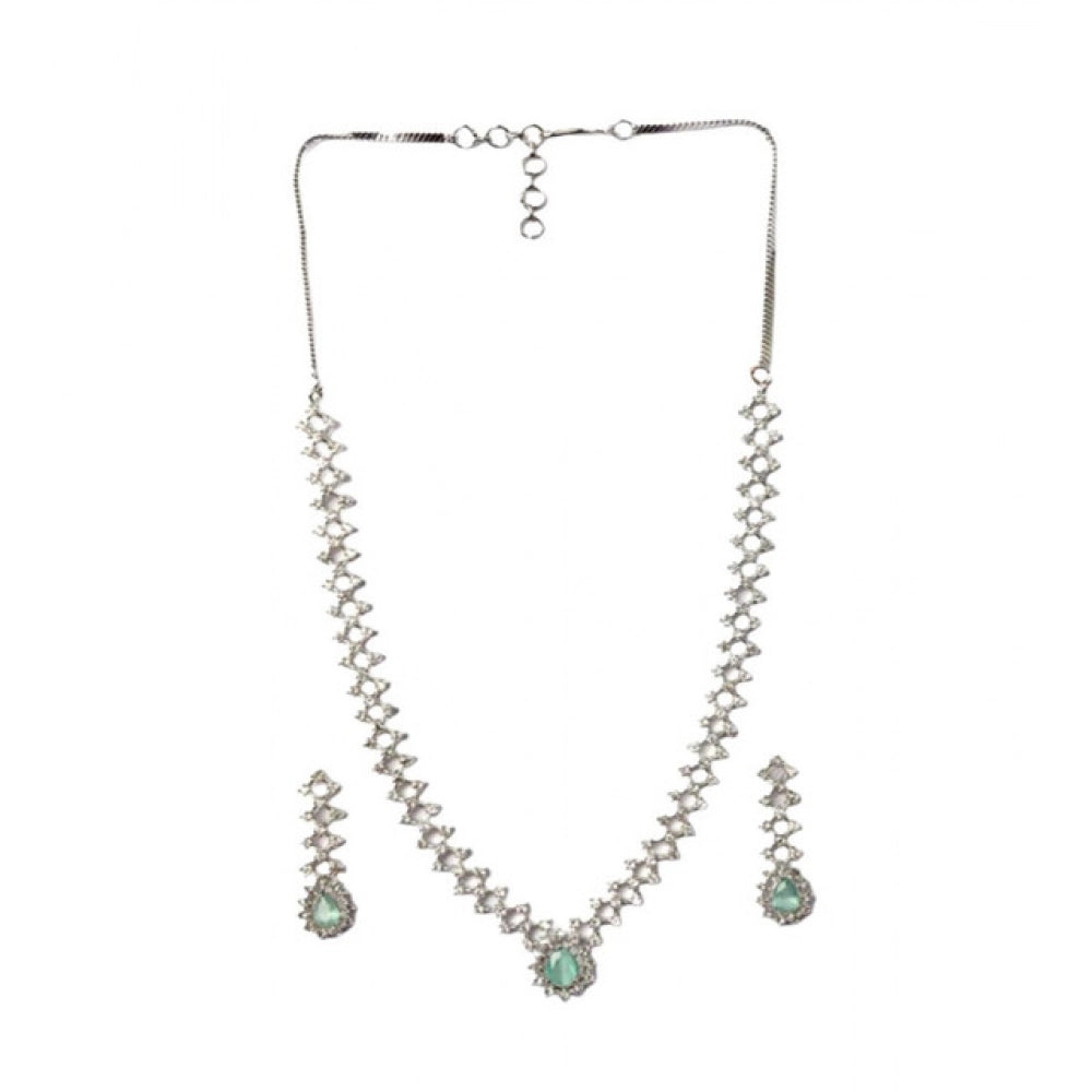 Turquoise brass silver-plated women's necklace set, elegant jewelry for accessories