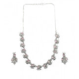 Women's pink brass silver-plated necklace set, sparkling elegance for accessories collection