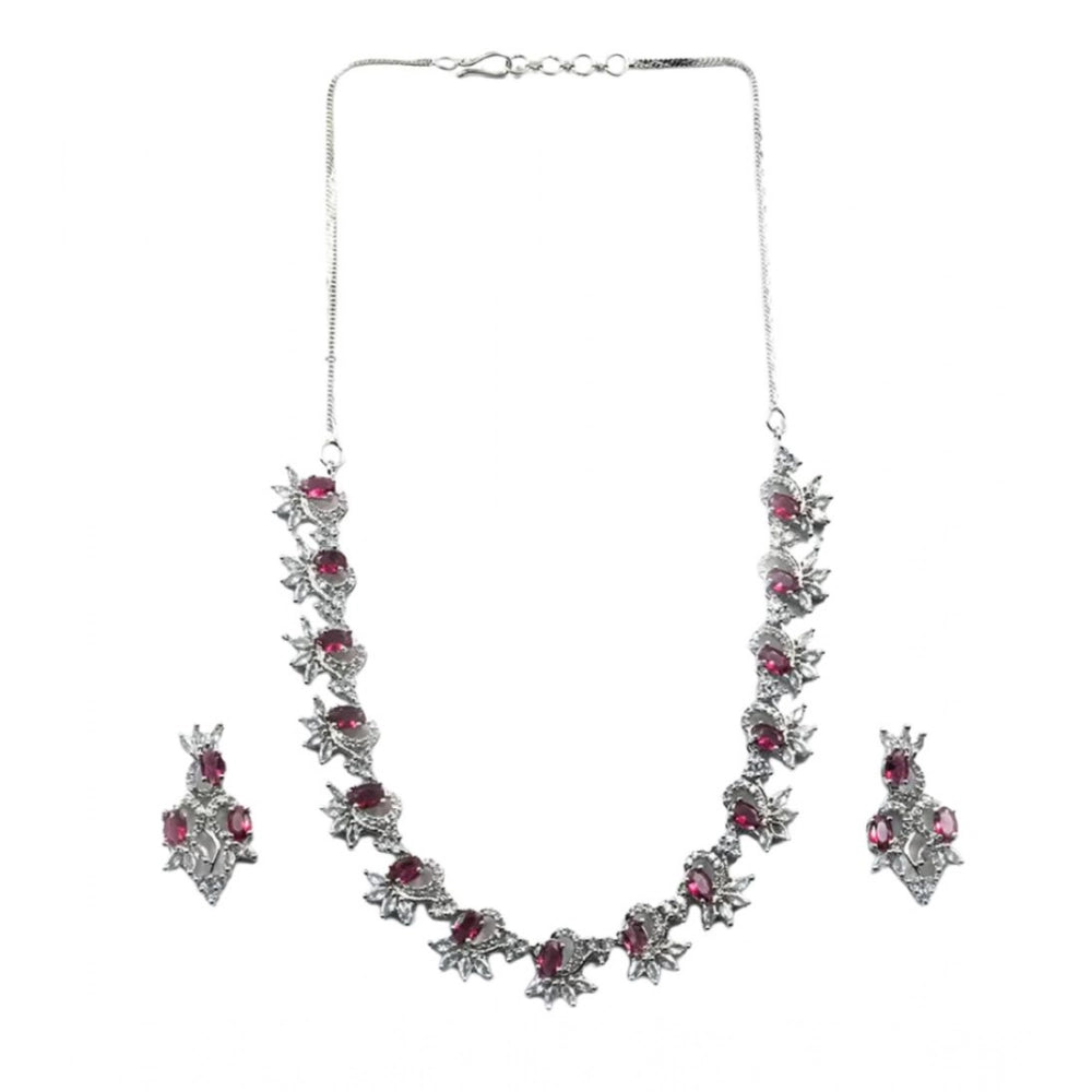 Red brass silver plated women's necklace set, elegant jewelry accessory for special occasions