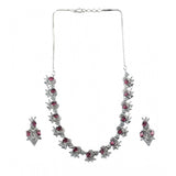 Red brass silver plated women's necklace set, elegant jewelry accessory for special occasions