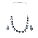Blue brass silver plated women's necklace set, elegant jewelry for accessories