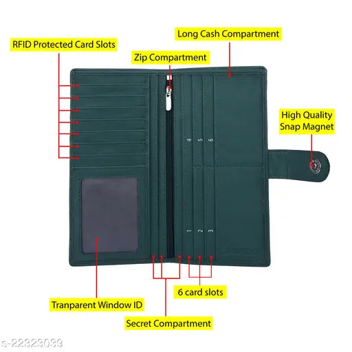 Canvas & leather men's wallet with 3 compartments, genuine leather RFID protected multi-purpose clutch, free size (18cm x 8cm) - classic high-quality unisex wallet from SHAMRIZ, India