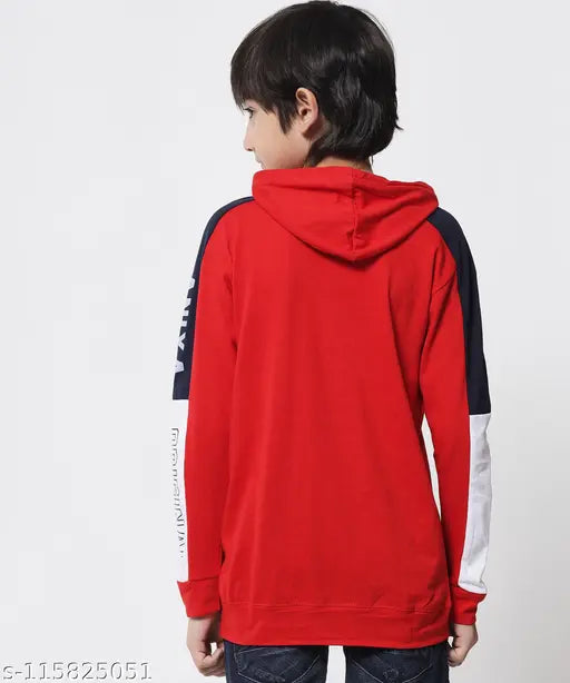 Striped cotton blend hoodie for kids, boys' pack of 1. Color-block design, long sleeves, ultra-comfy and machine washable