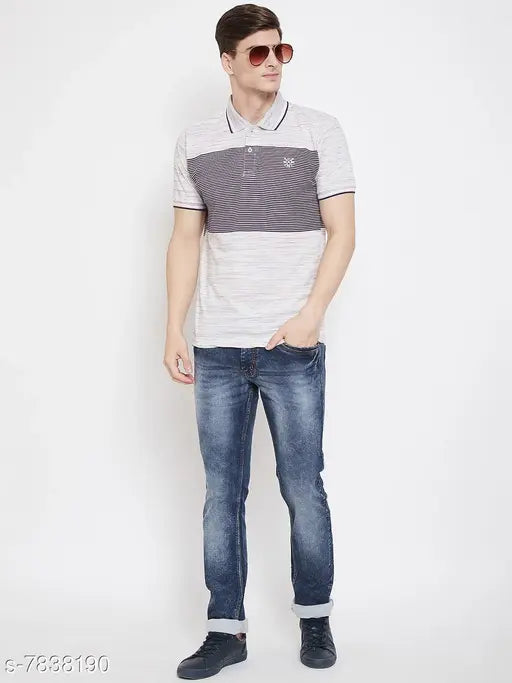 Camey Men's collar polo printed cotton T-shirt, short sleeves, vibrant pattern on a white background