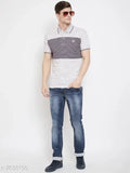 Camey Men's collar polo printed cotton T-shirt, short sleeves, vibrant pattern on a white background
