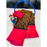 { "alt_text": "Black Brasso printed saree with unstitched blouse, 5.5Mtr ethnic wear, Indian fashion, ready to wear" }